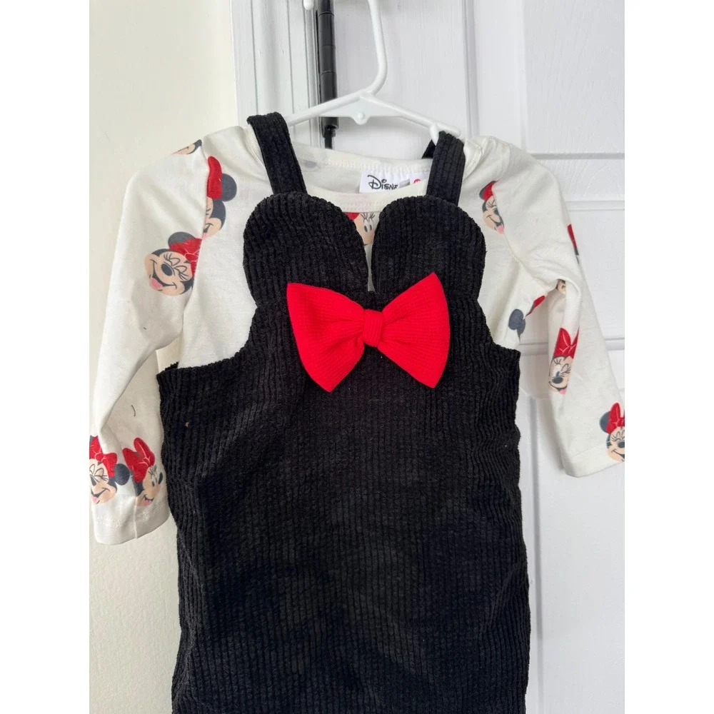Disney PatPat Baby Girls Minnie Mouse Corduroy Jumper Dress and Top Set 6-9M NEW